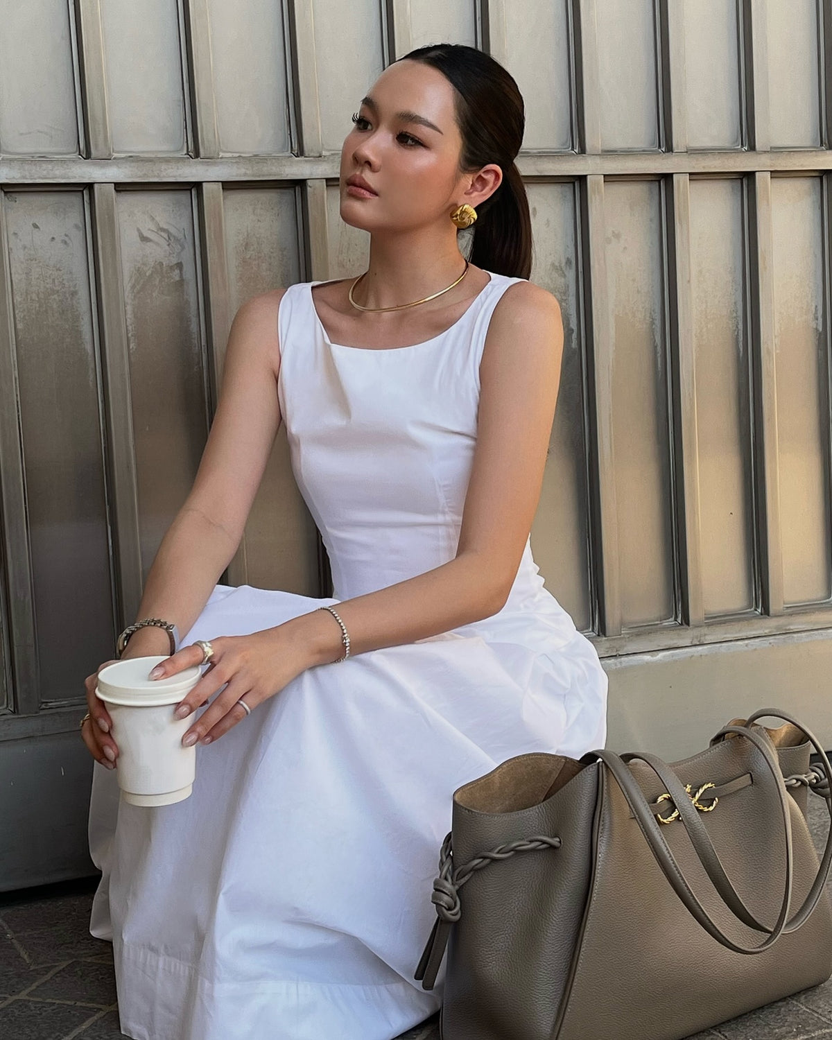 Spotted K. @iundd in Lady set 🤍〰️Essential Lady Top 1,390.-〰️Essential Lady Skirt 1,990.-#rvessentialsladytop #rvesse...