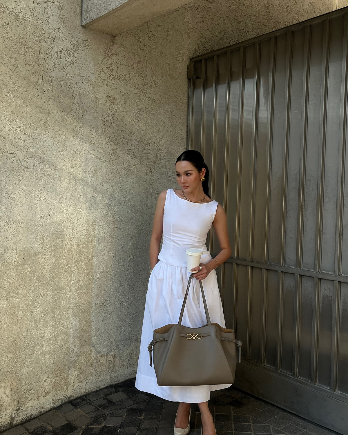 Spotted K. @iundd in Lady set 🤍〰️Essential Lady Top 1,390.-〰️Essential Lady Skirt 1,990.-#rvessentialsladytop #rvesse...