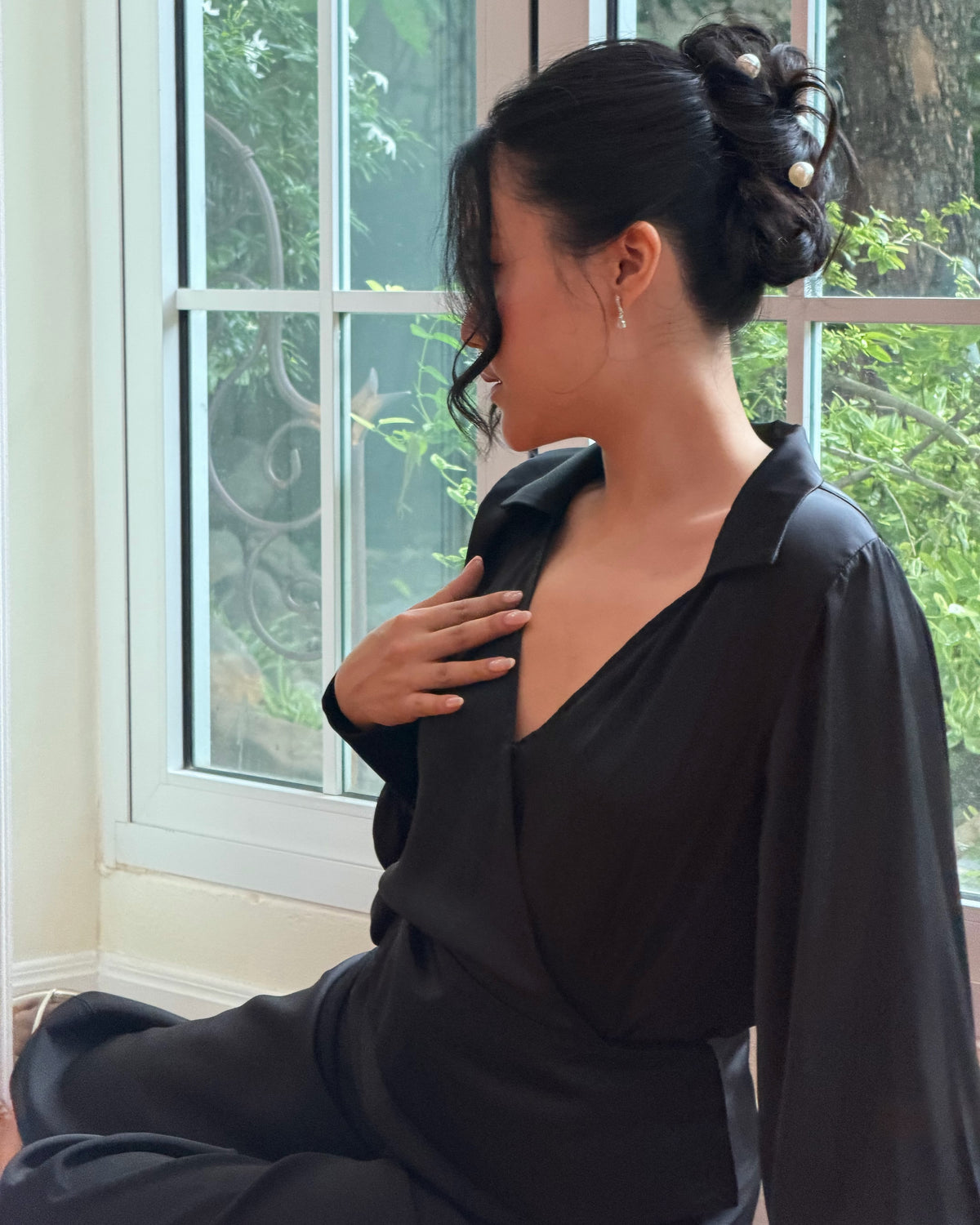 The Moon Pearl Blouse brings softness into office wear, elevated with comfortable light fabric and just enough struct...