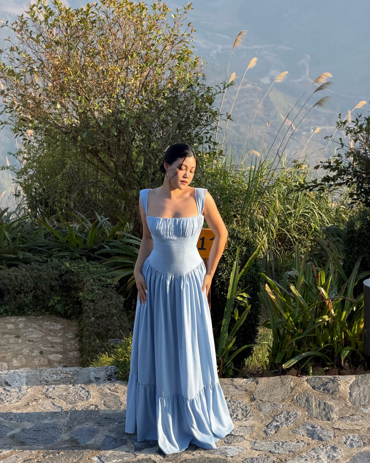 Sicily Cotton Linen maxi dress in blue 🦋#rvsicilycottonlinenmaxidress