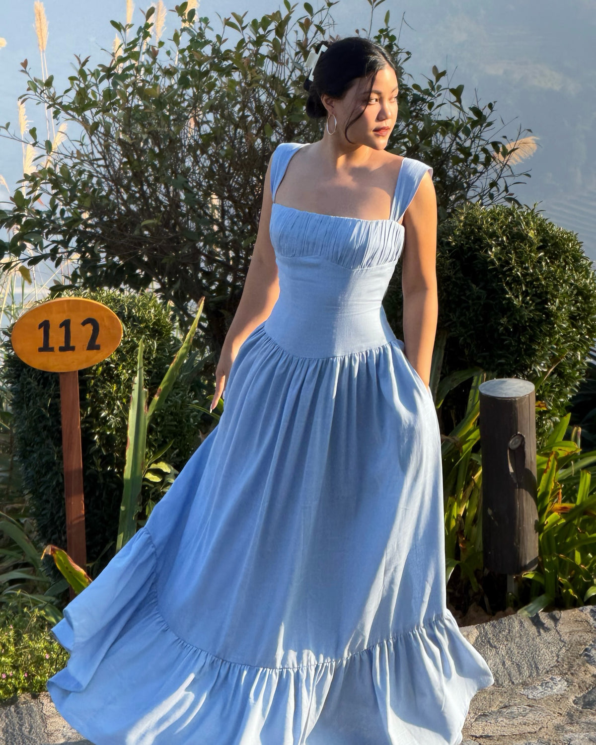 Sicily Cotton Linen maxi dress in blue 🦋#rvsicilycottonlinenmaxidress