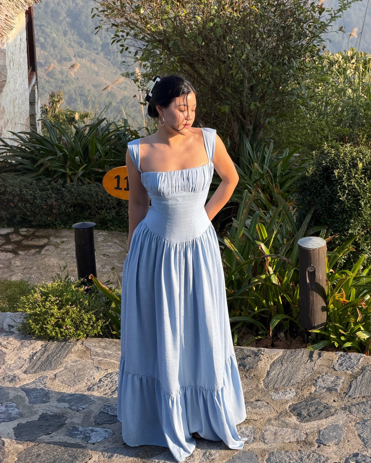 Sicily Cotton Linen maxi dress in blue 🦋#rvsicilycottonlinenmaxidress