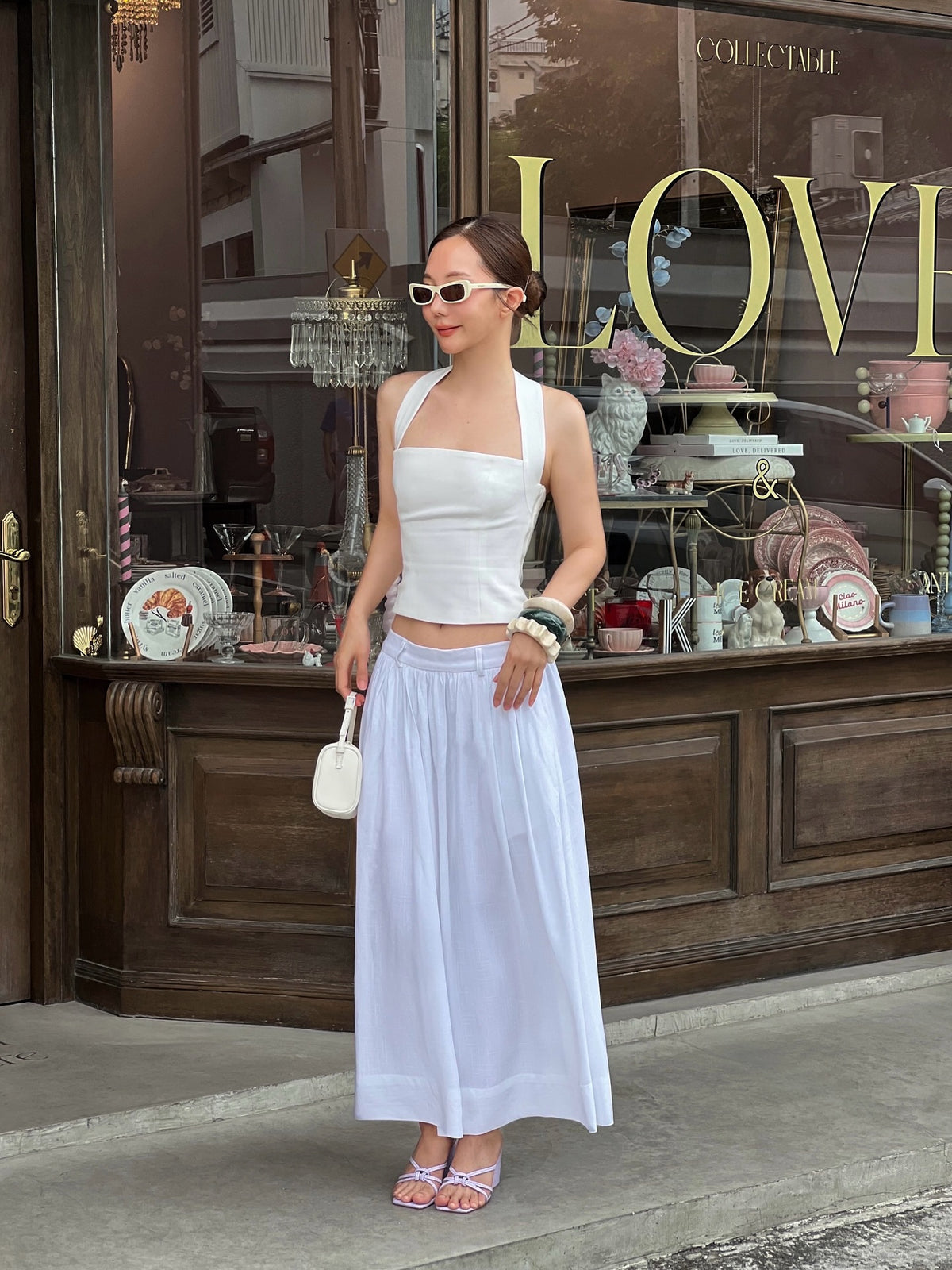 Spotted k. @lynladalert in Halter Square neck top (1,590.-) and Classic Lady skirt - cotton linen (2,190.-)🤍#rvessent...