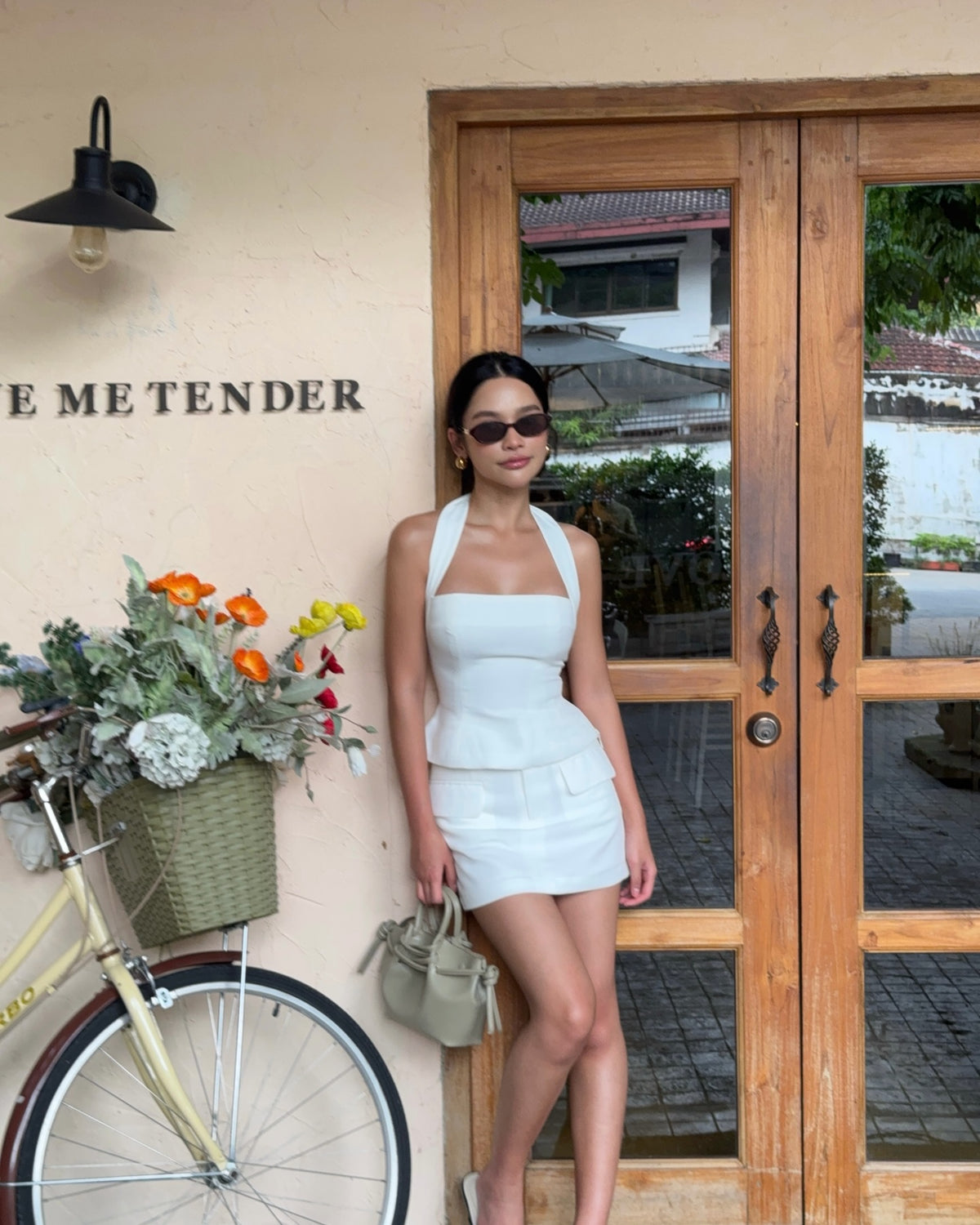 Spotted k. @pingvibes in Halter Square top and Pocketed mini skirt (white) 🤍#rvessentialshaltersquarenecktop #rvessen...