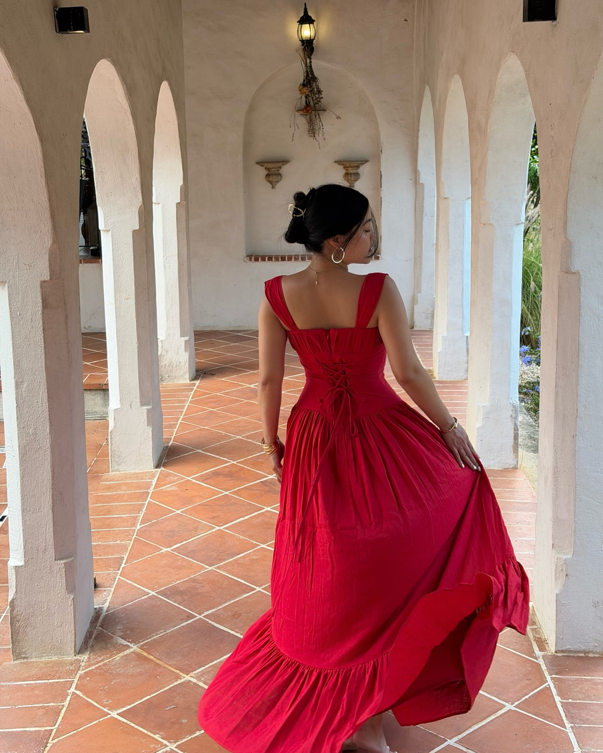When an emoji feels a little too accurate 💃❤️Sicily Cotton Linen Maxi Dress in red.#rvsicilycottonlinenmaxidress