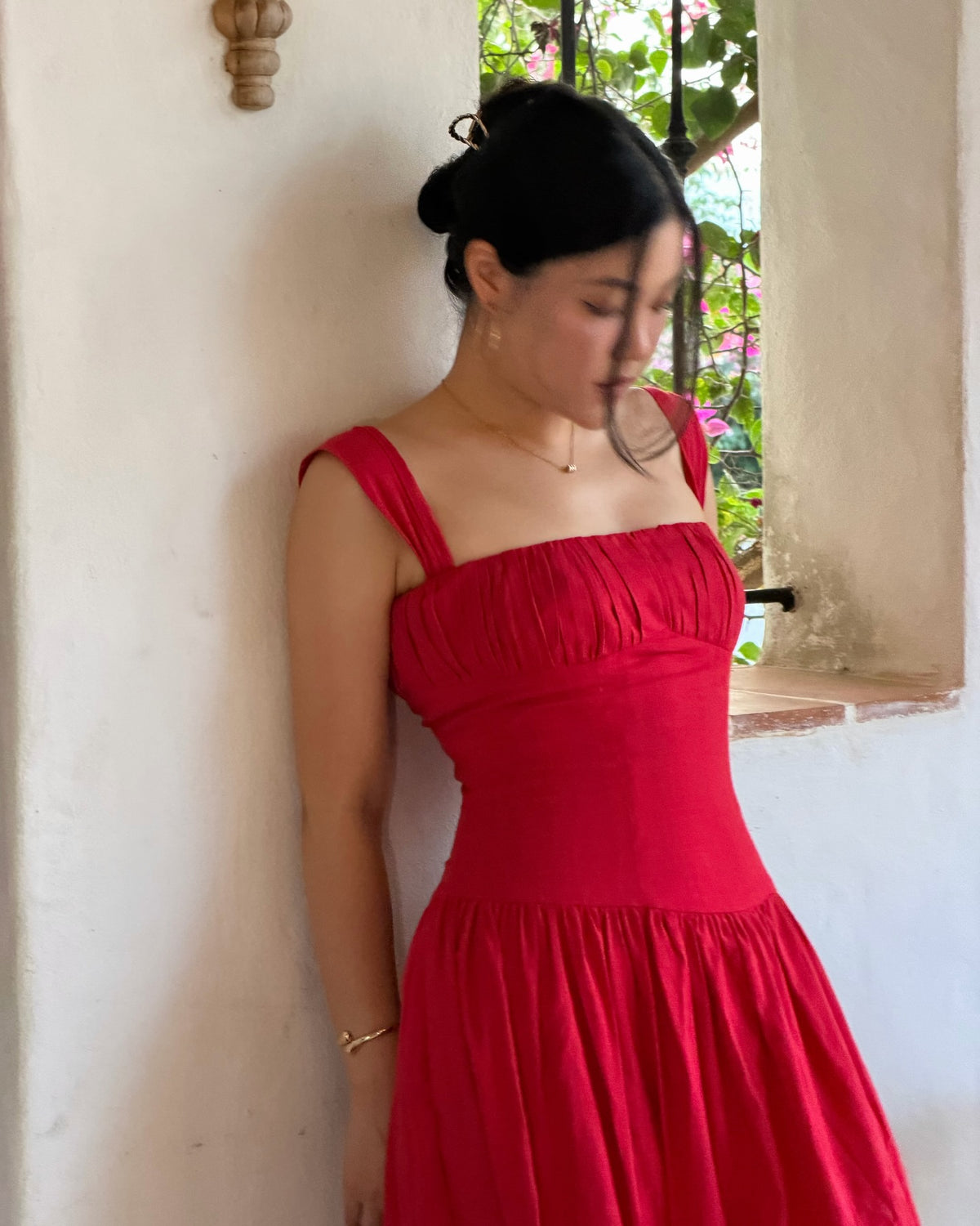 When an emoji feels a little too accurate 💃❤️Sicily Cotton Linen Maxi Dress in red.#rvsicilycottonlinenmaxidress