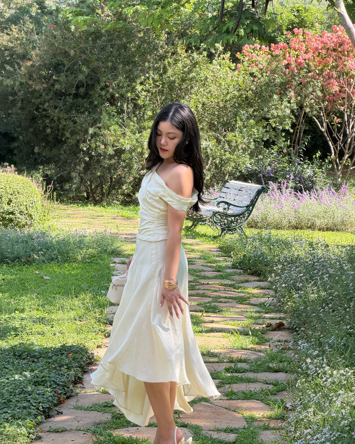 Asymmetric skirt paired with Essentials Asymmetric top 🤍✨#rvasymmetricskirt #rvessentialasymmetrictop