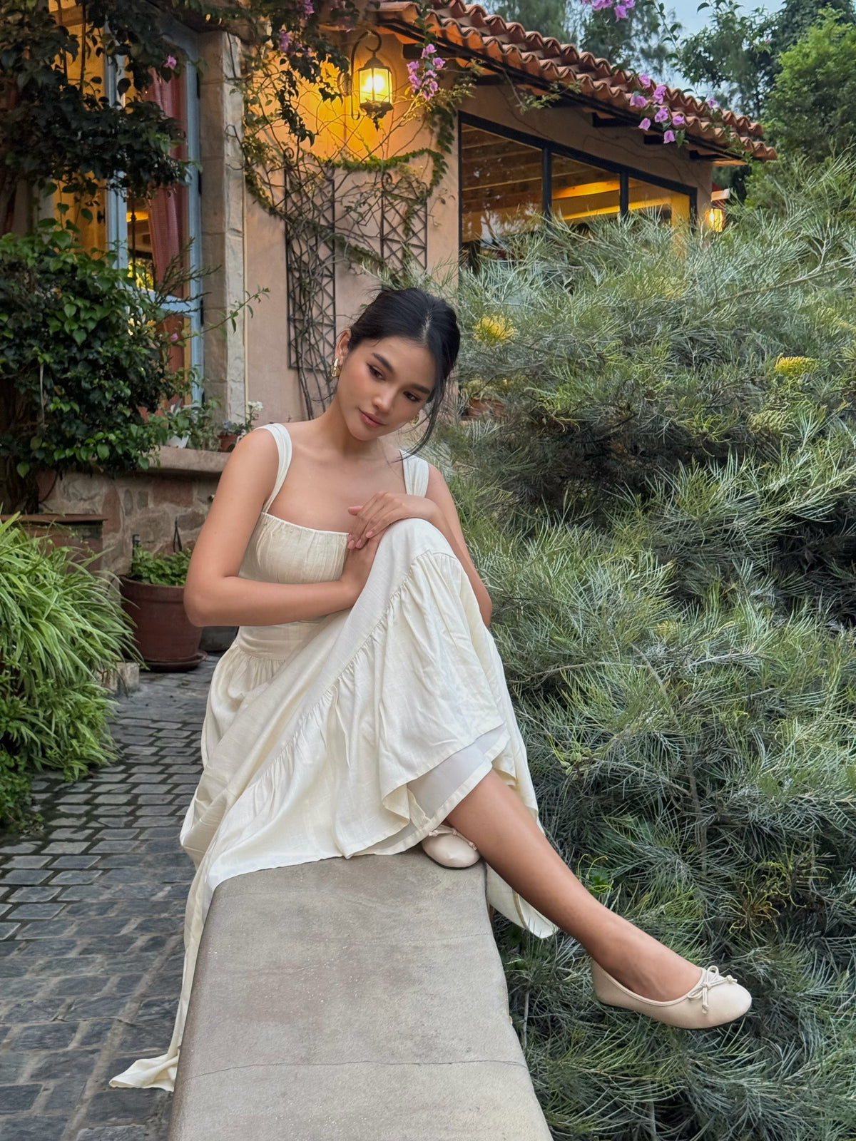 Spotted k. @pingvibes in Sicily Cotton Linen maxi dress 🤍#rvsicilycottonlinenmaxidress