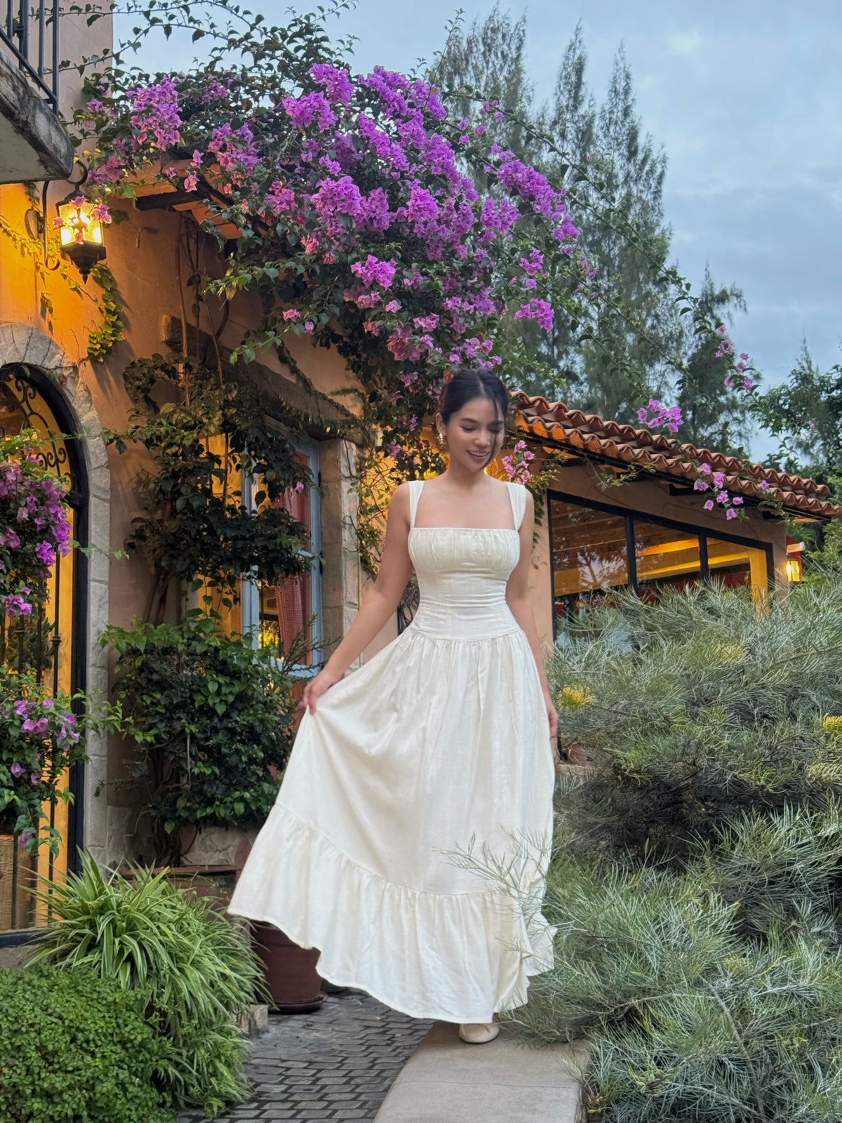 Spotted k. @pingvibes in Sicily Cotton Linen maxi dress 🤍#rvsicilycottonlinenmaxidress