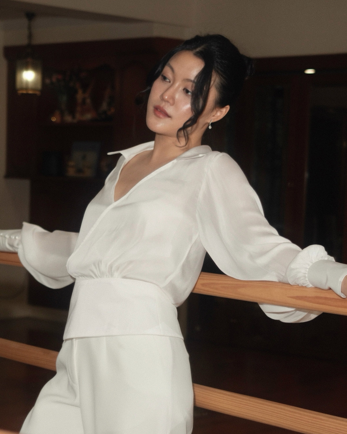 From desk to dinner, the Moon Pearl Blouse paired with Midnight Trousers brings elegance elevated, comfortable light ...