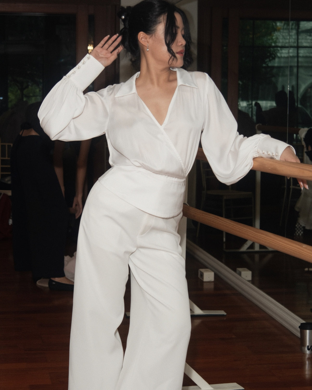 From desk to dinner, the Moon Pearl Blouse paired with Midnight Trousers brings elegance elevated, comfortable light ...