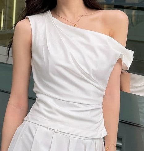 Asymmetric Set - Top & Skirt in Blue by RAVii, handcrafted in Bangkok