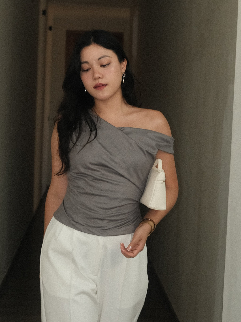 Asymmetric Top Grey (Wool Blend)