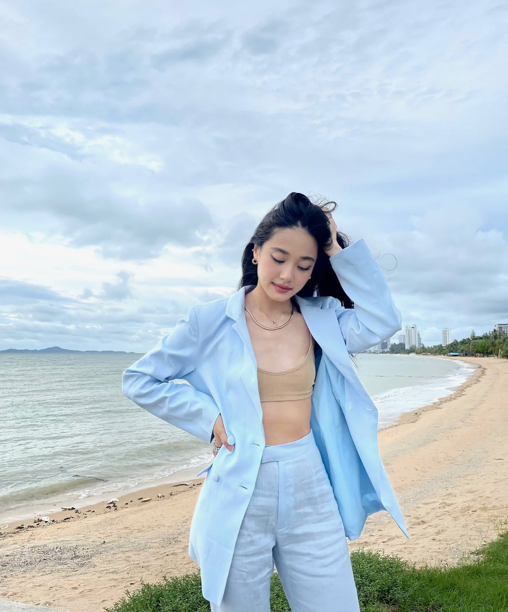 BLOOMING SUIT - RAVii - Blue - S - linen fabric