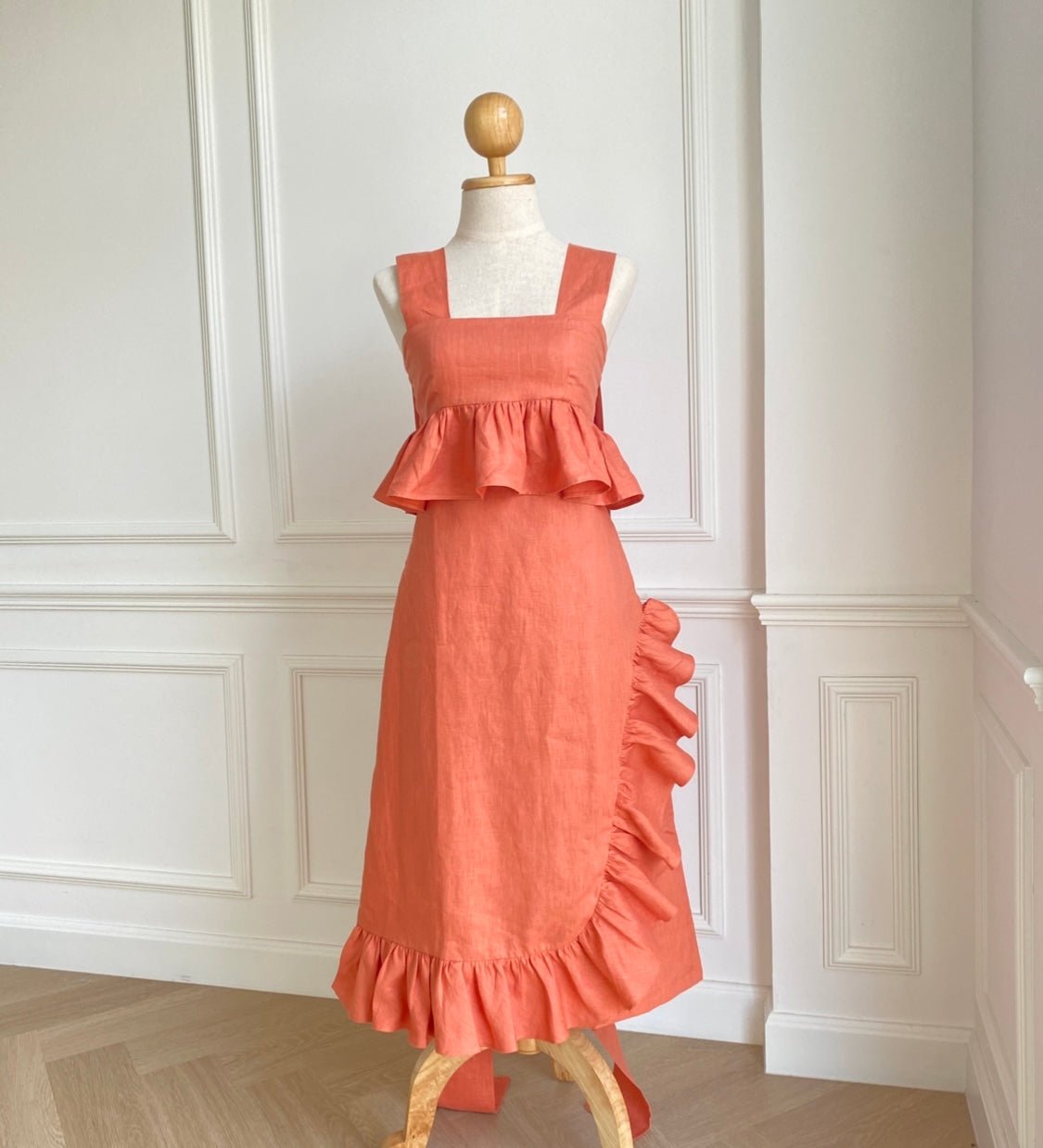 DELICATE DAYDREAM MIDI SKIRT - RAVii - Orange - XS - linen fabric