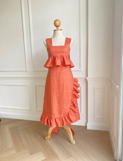 DELICATE DAYDREAM TOP - RAVii - Orange - XS - linen fabric