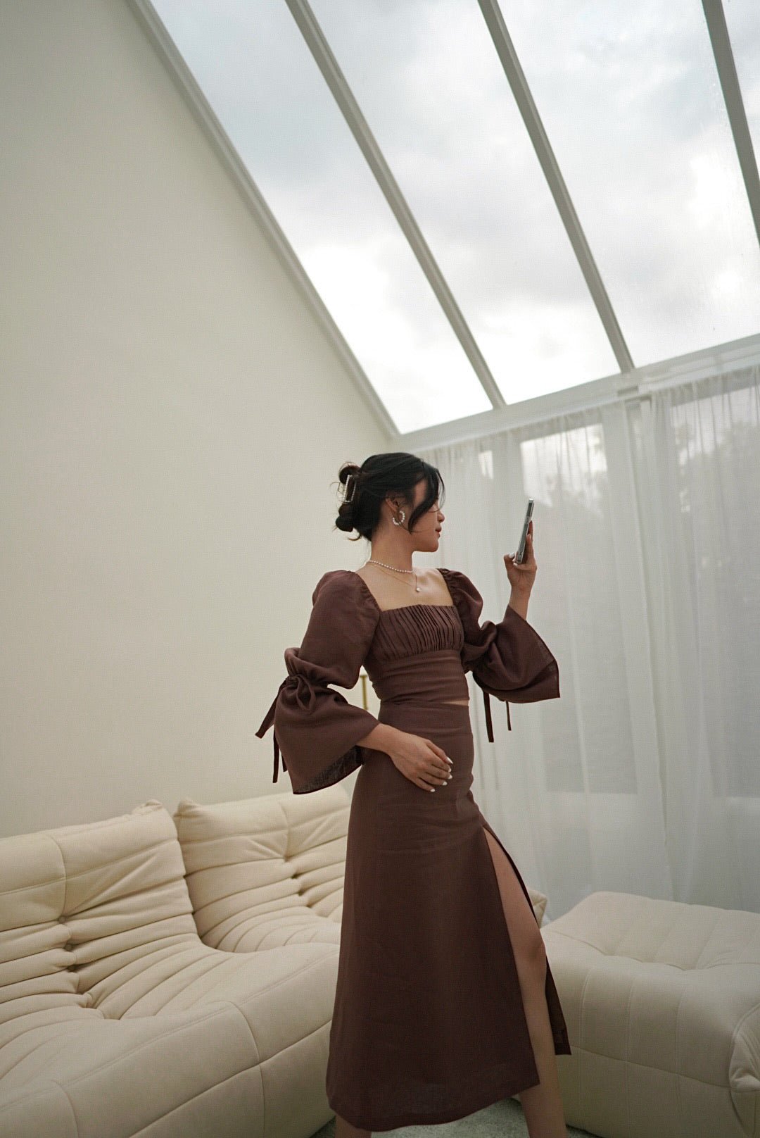 DREAM OF ME SKIRT - RAVii - Brown - XS - linen fabric