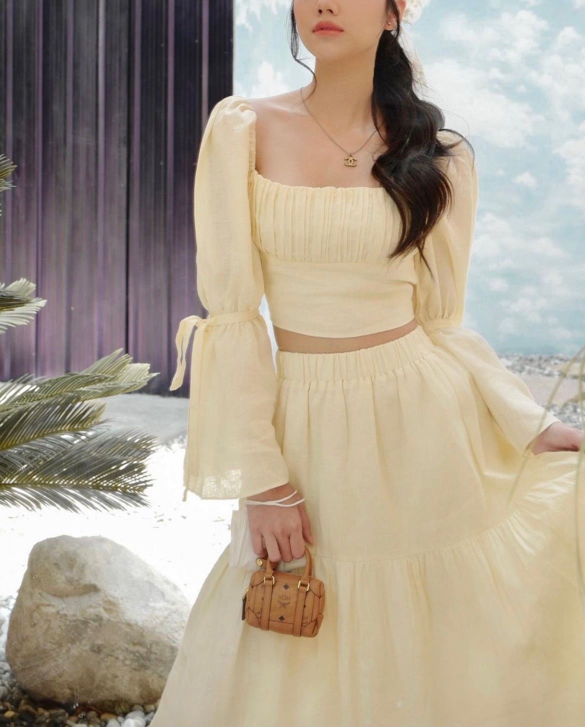 DREAMY SKIRT - RAVii - Green - S - linen fabric