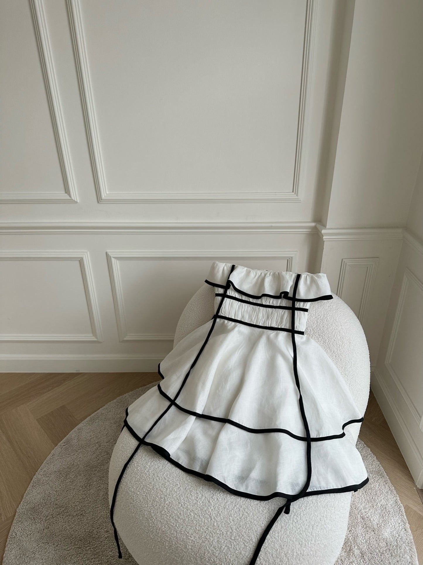 FIRST LADY DETACHABLE MINI DRESS - RAVii - White - XS - linen fabric