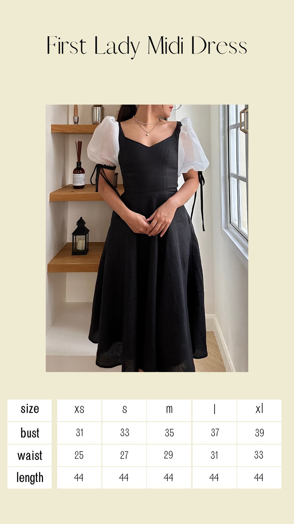 FIRST LADY MIDI DRESS - RAVii - White - XS - linen fabric