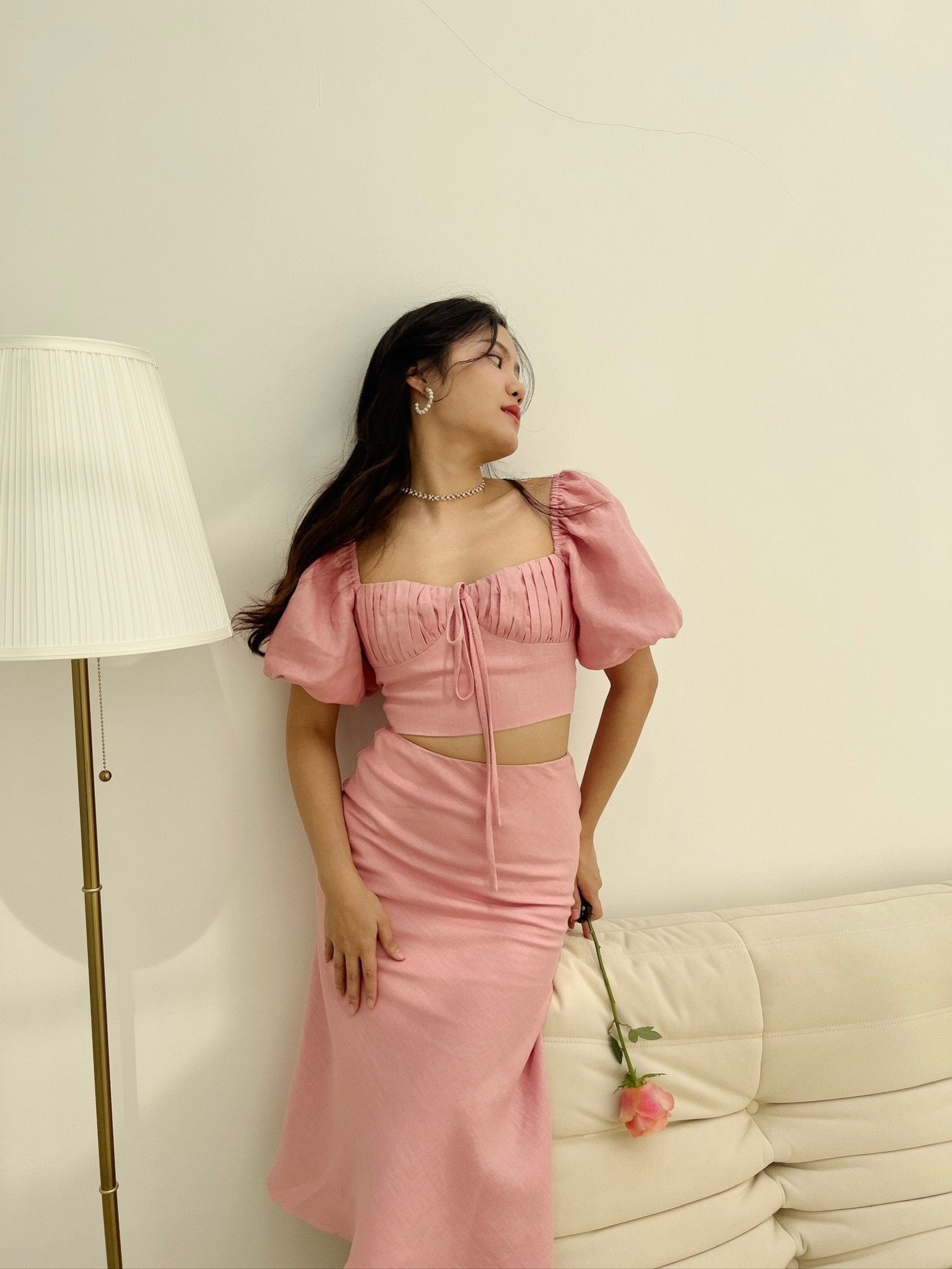 FIRST LOVE SKIRT - RAVii - Rose Pink - XS - linen fabric