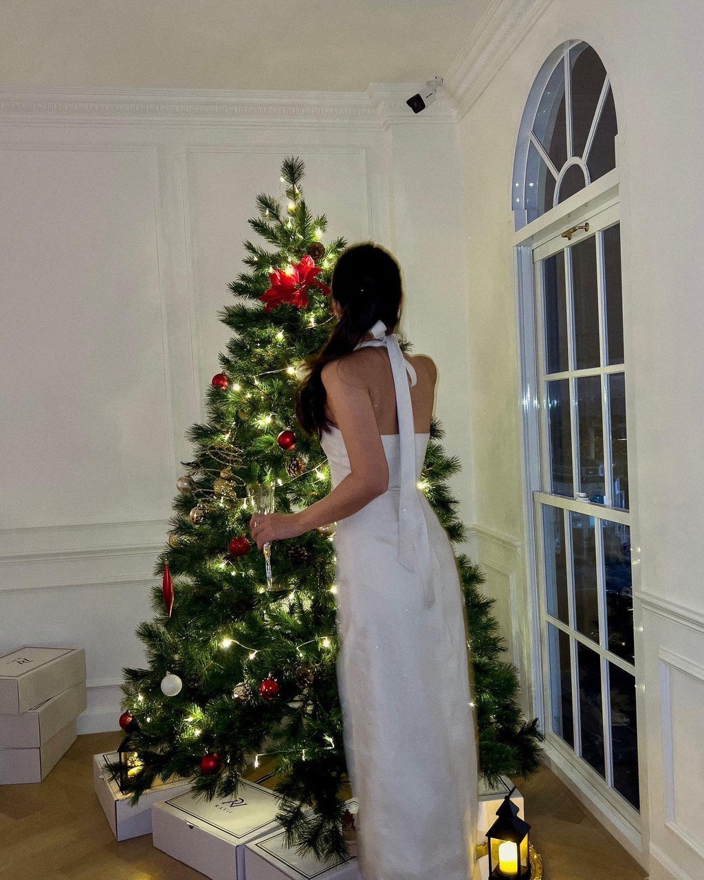 HOLIDAY 2022 HALTER MAXI DRESS - RAVii - Ivory - XS - linen fabric
