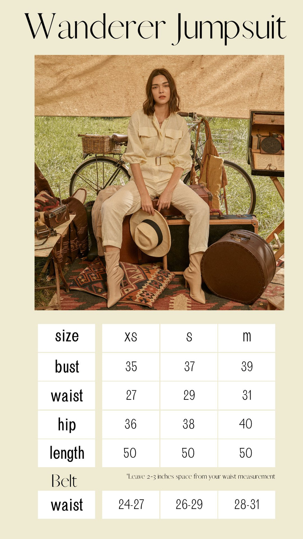 WANDERER JUMPSUIT - RAVii - Cream - XS - linen fabric