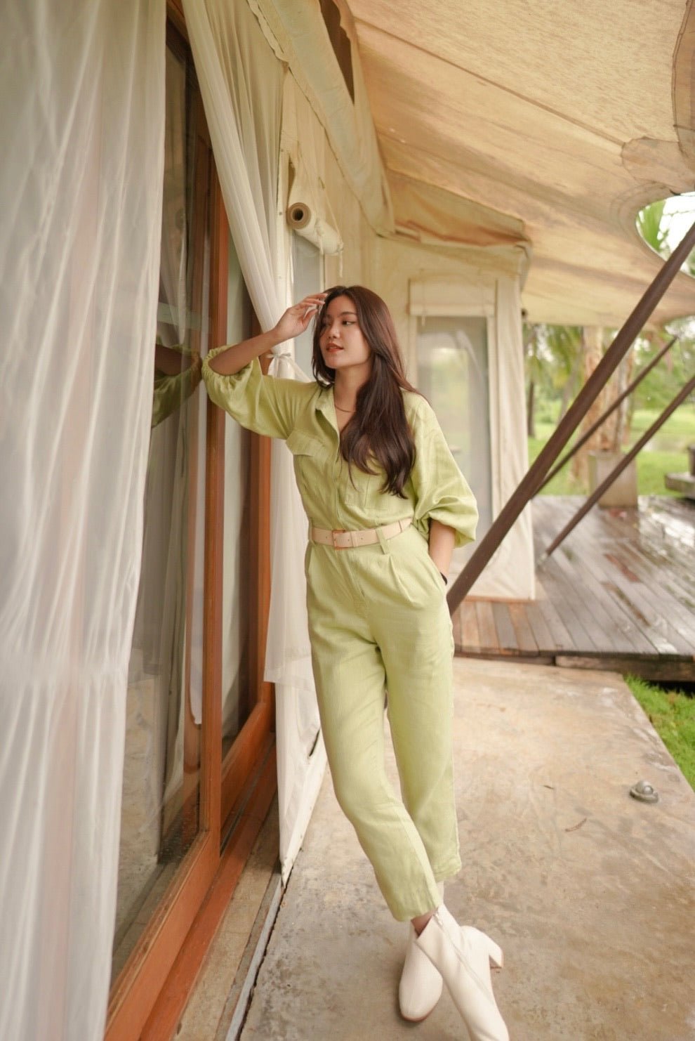 WANDERER JUMPSUIT - RAVii - Cream - XS - linen fabric