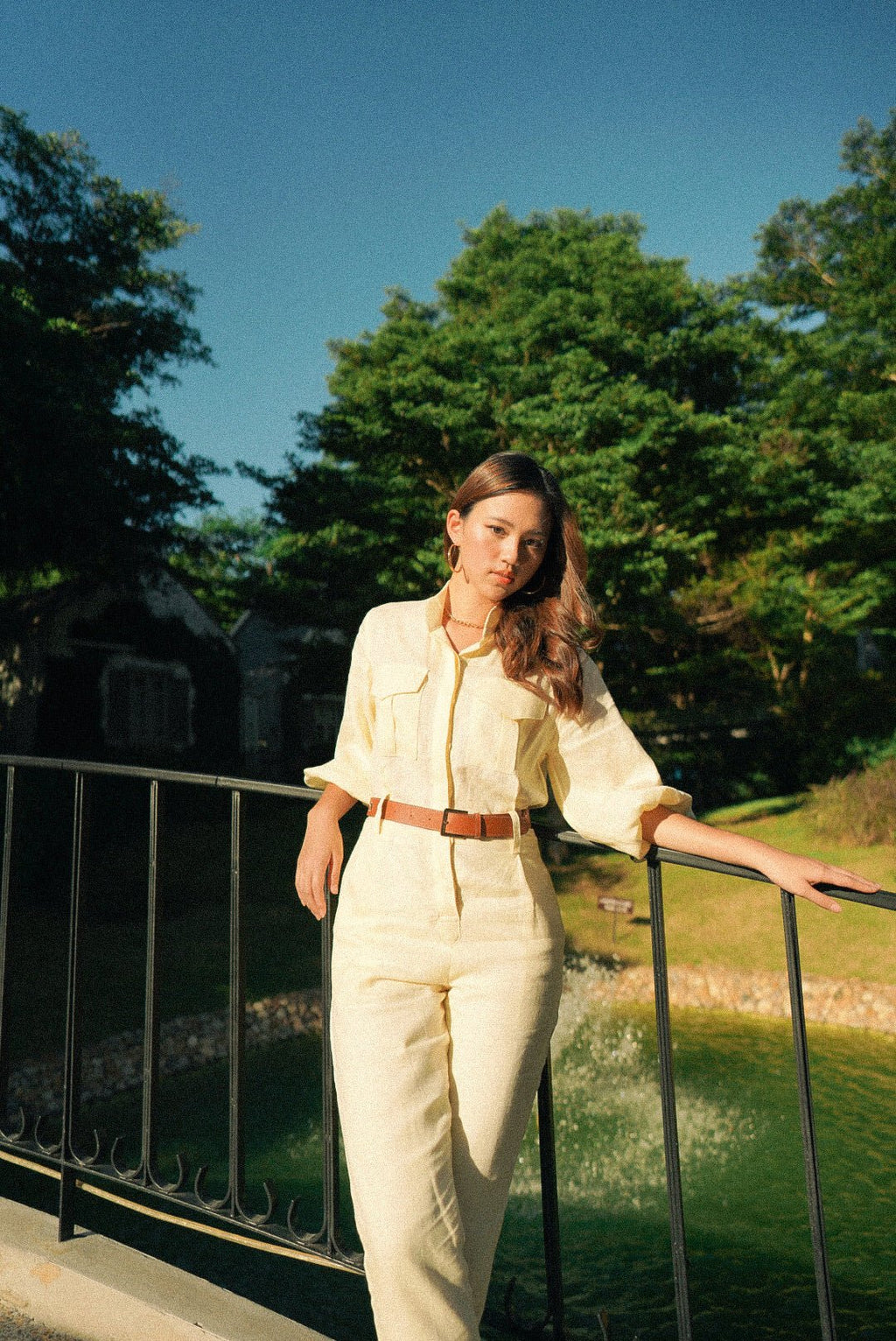 WANDERER JUMPSUIT - RAVii - Cream - XS - linen fabric