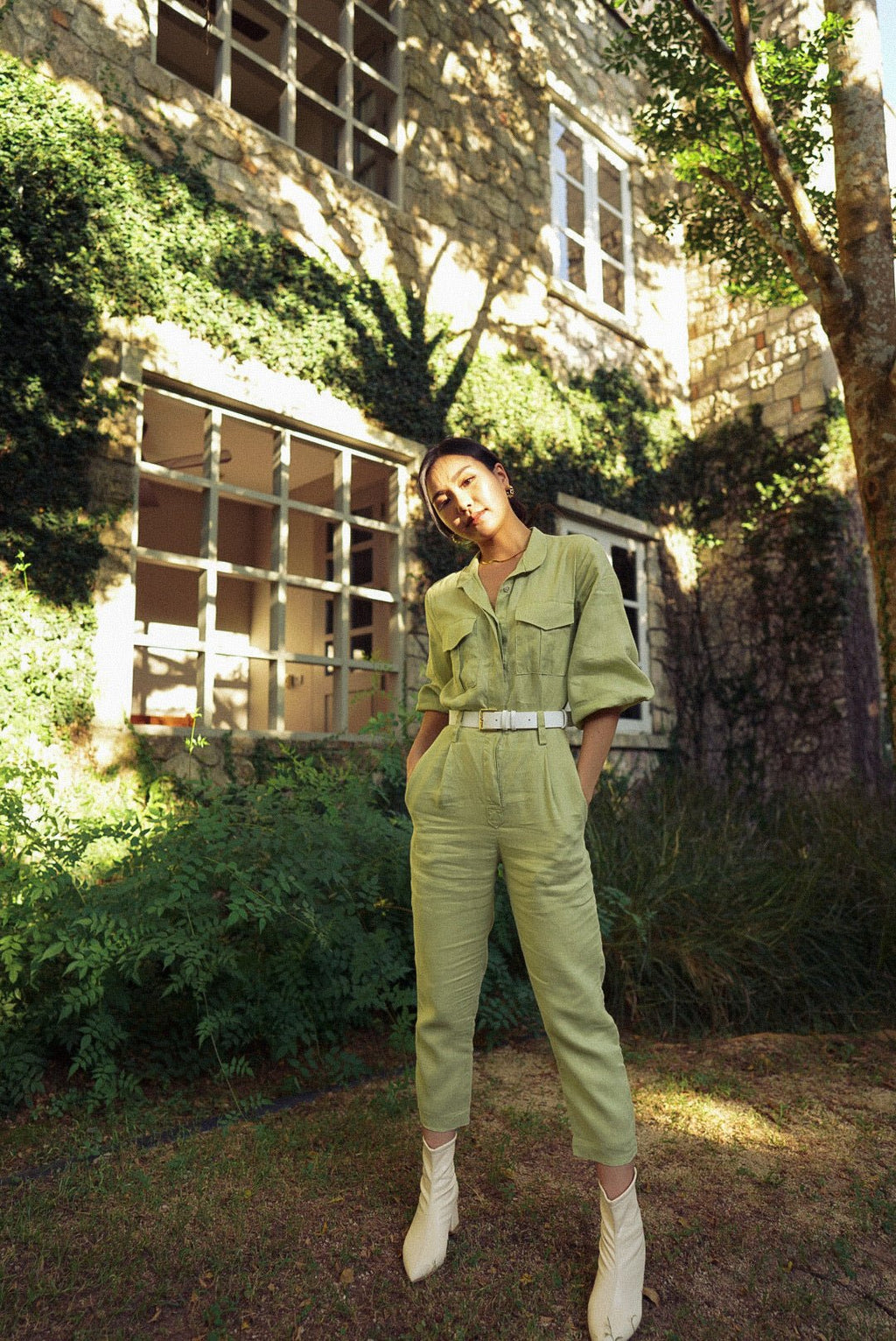 WANDERER JUMPSUIT - RAVii - Cream - XS - linen fabric