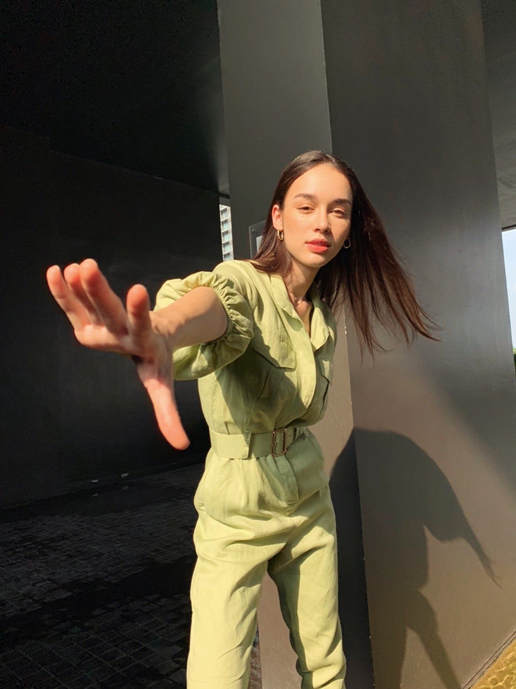 WANDERER JUMPSUIT - RAVii - Green - XS - linen fabric