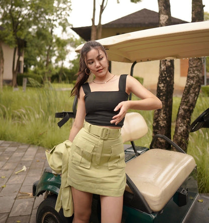 WANDERER SKIRT - RAVii - Green - XS - linen fabric