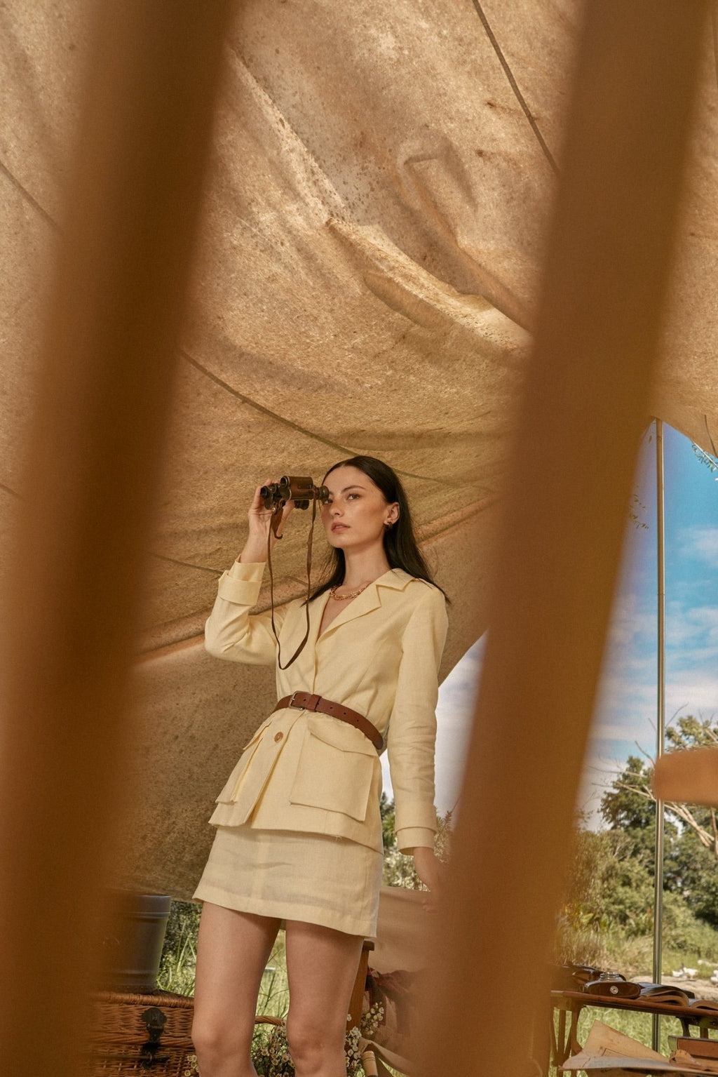 WANDERER SUIT - RAVii - Cream - S - linen fabric